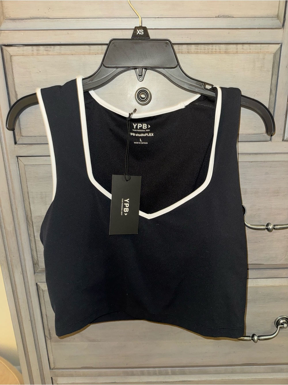 Abercrombie & Fitch Black Cropped Tank with White Trim